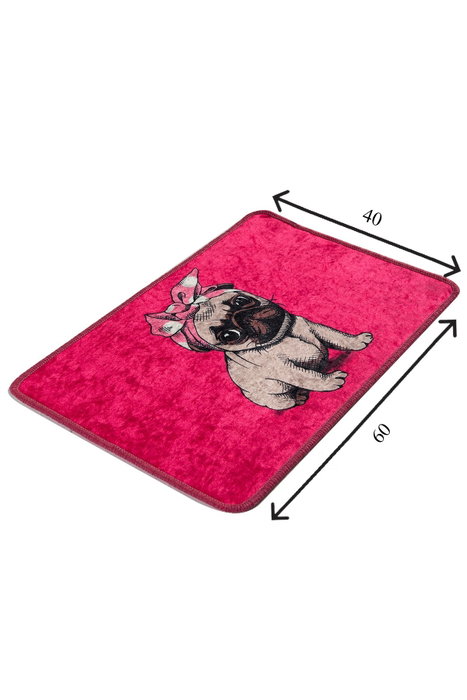 Mijölnir Pink Pug Djt Alfombrilla de Baño 100% Poliéster Antialérgica Antideslizante 40x60 cm